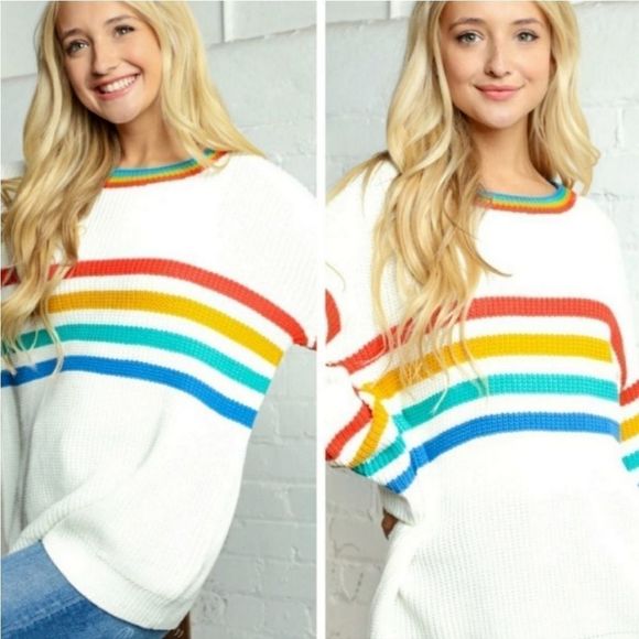 Ivory Multi Stripe Sweater - Picture 3 of 3